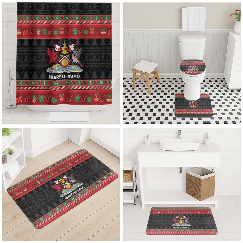 Trinidad And Tobago Christmas Bathroom Set Merry Xmas Coat Of Arms - Wonder Print Shop