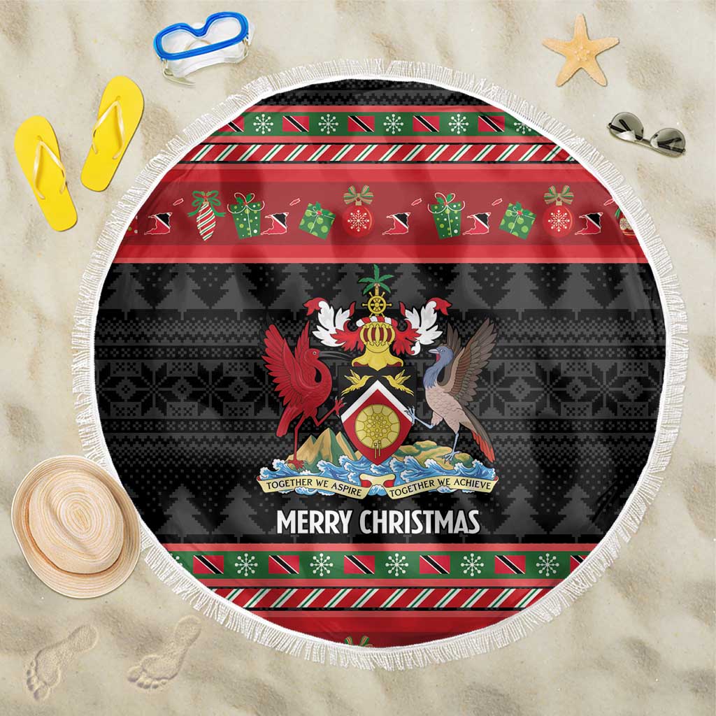Trinidad And Tobago Christmas Beach Blanket Merry Xmas Coat Of Arms - Wonder Print Shop