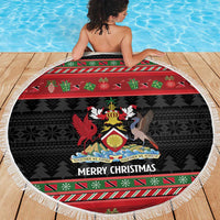 Trinidad And Tobago Christmas Beach Blanket Merry Xmas Coat Of Arms - Wonder Print Shop