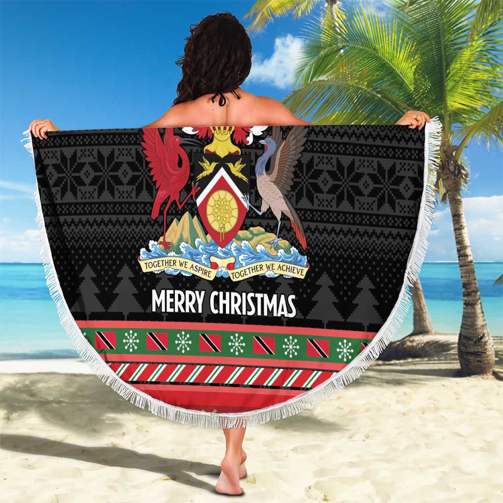 Trinidad And Tobago Christmas Beach Blanket Merry Xmas Coat Of Arms - Wonder Print Shop