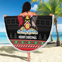 Trinidad And Tobago Christmas Beach Blanket Merry Xmas Coat Of Arms - Wonder Print Shop