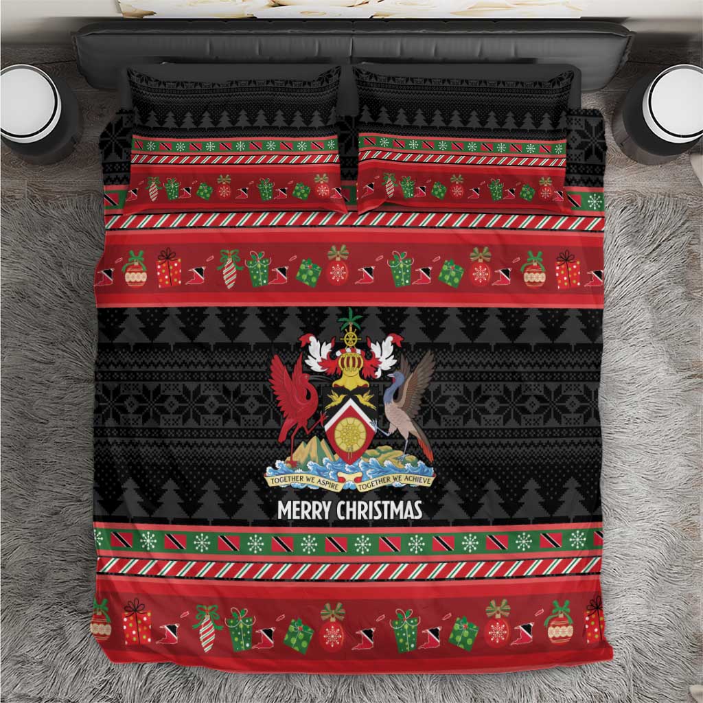 Trinidad And Tobago Christmas Bedding Set Merry Xmas Coat Of Arms - Wonder Print Shop