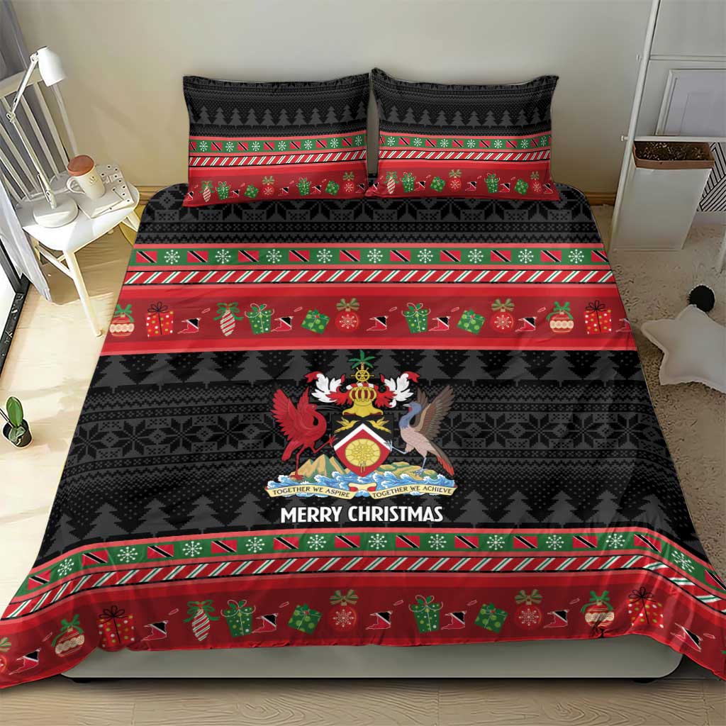 Trinidad And Tobago Christmas Bedding Set Merry Xmas Coat Of Arms - Wonder Print Shop