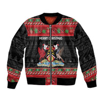 Trinidad And Tobago Christmas Bomber Jacket Merry Xmas Coat Of Arms - Wonder Print Shop