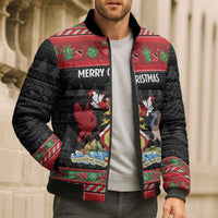Trinidad And Tobago Christmas Bomber Puffer Jacket Merry Xmas Coat Of Arms - Wonder Print Shop