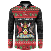 Trinidad And Tobago Christmas Button Sweatshirt Merry Xmas Coat Of Arms - Wonder Print Shop