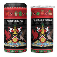 Trinidad And Tobago Christmas 4 in 1 Can Cooler Tumbler Merry Xmas Coat Of Arms - Wonder Print Shop