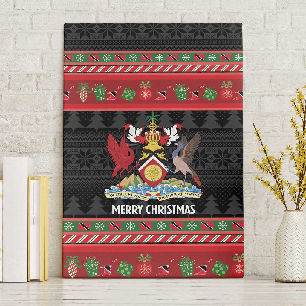 Trinidad And Tobago Christmas Canvas Wall Art Merry Xmas Coat Of Arms - Wonder Print Shop