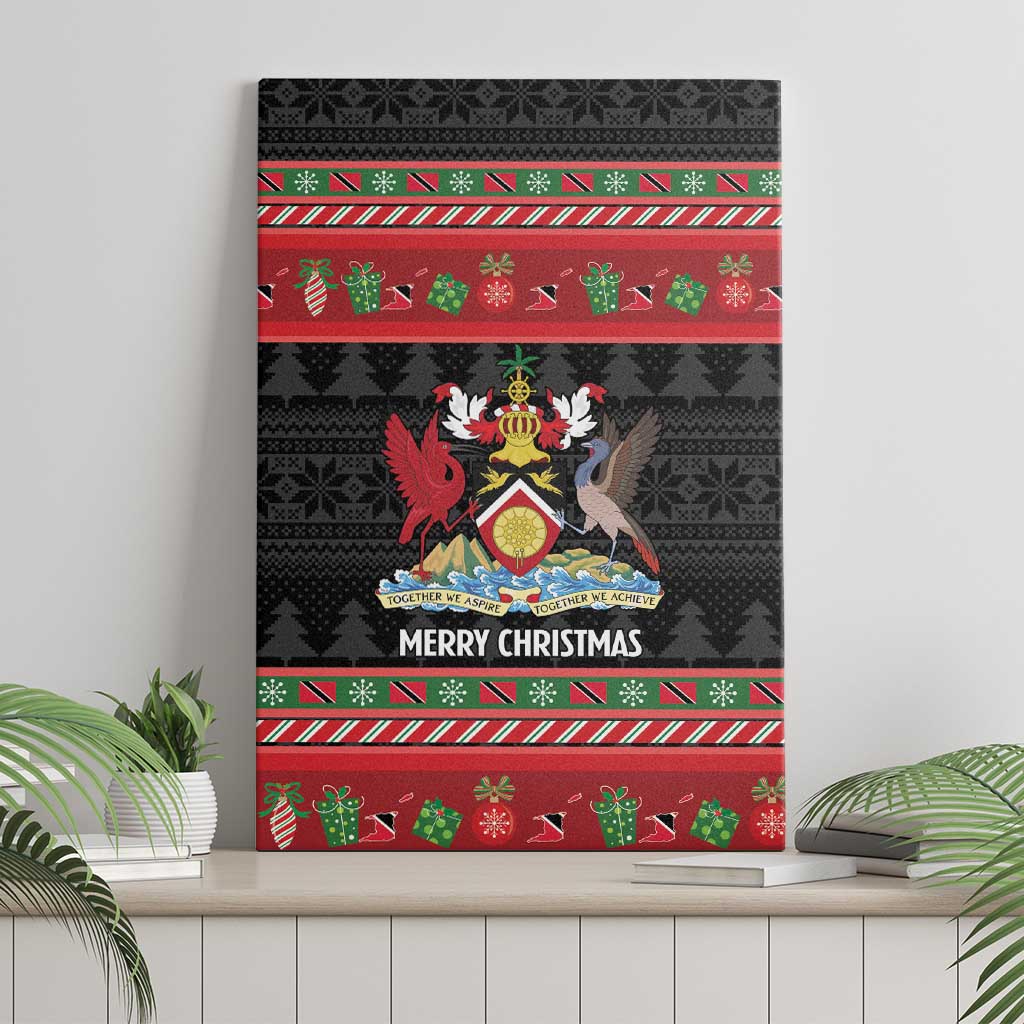 Trinidad And Tobago Christmas Canvas Wall Art Merry Xmas Coat Of Arms - Wonder Print Shop