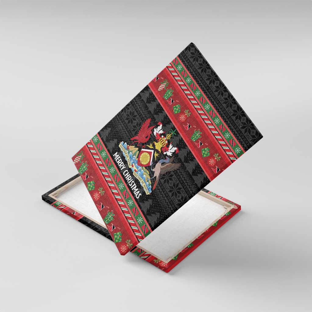 Trinidad And Tobago Christmas Canvas Wall Art Merry Xmas Coat Of Arms - Wonder Print Shop