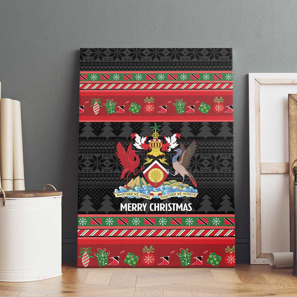 Trinidad And Tobago Christmas Canvas Wall Art Merry Xmas Coat Of Arms - Wonder Print Shop