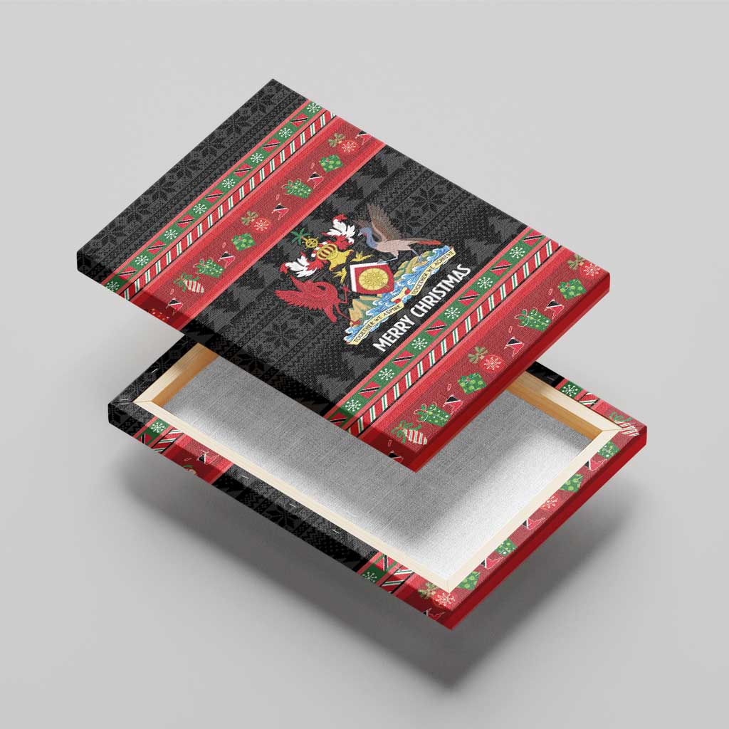 Trinidad And Tobago Christmas Canvas Wall Art Merry Xmas Coat Of Arms - Wonder Print Shop
