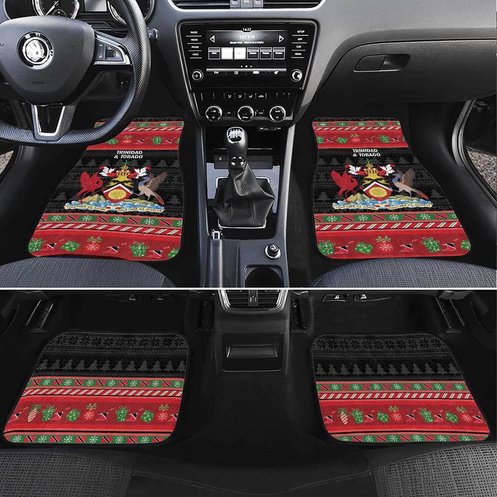 Trinidad And Tobago Christmas Car Mats Merry Xmas Coat Of Arms - Wonder Print Shop