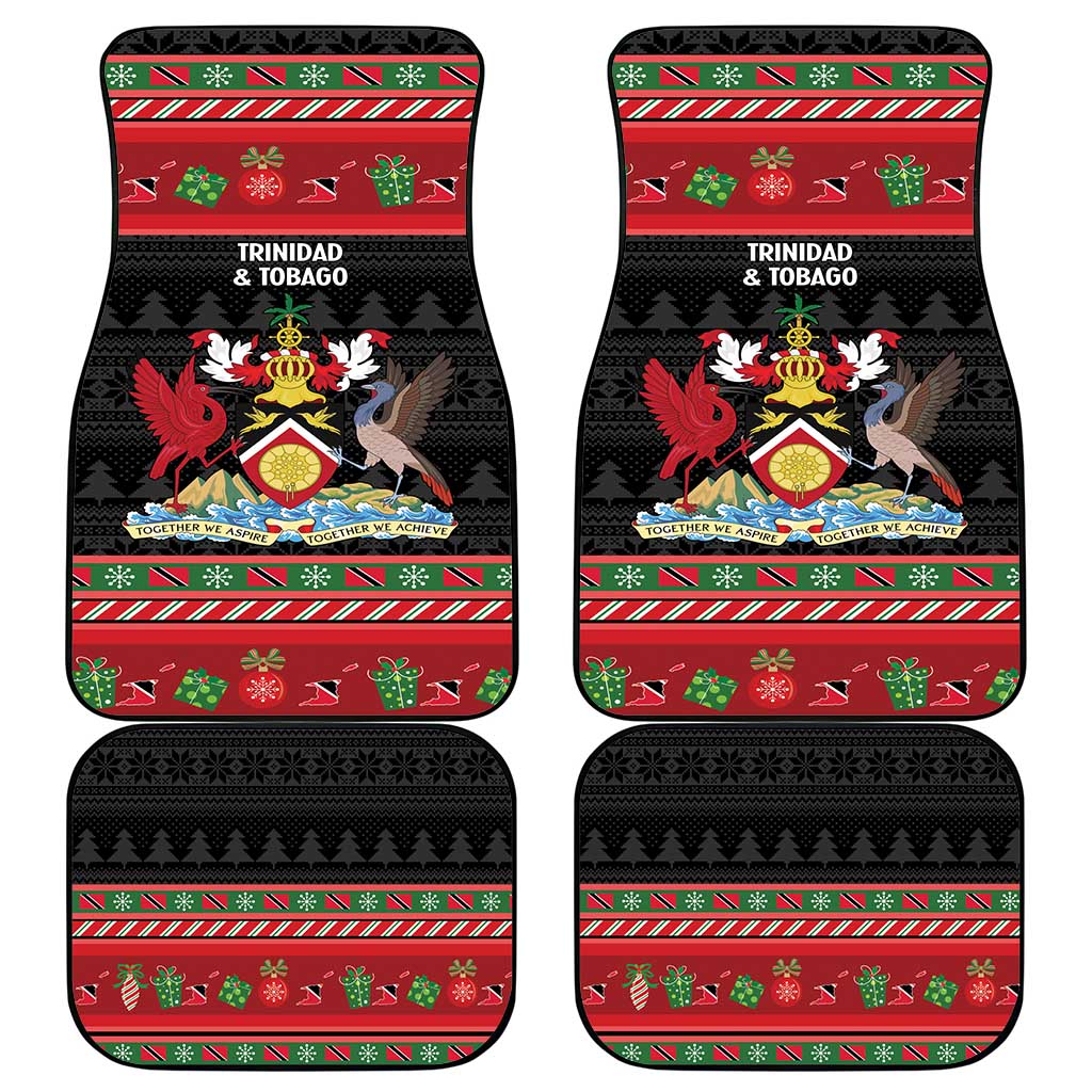 Trinidad And Tobago Christmas Car Mats Merry Xmas Coat Of Arms - Wonder Print Shop