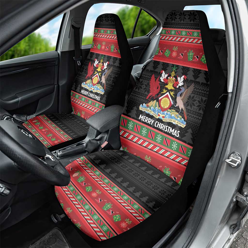 Trinidad And Tobago Christmas Car Seat Cover Merry Xmas Coat Of Arms - Wonder Print Shop