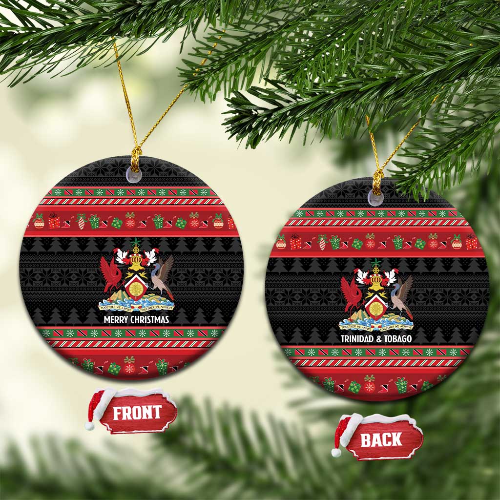 Trinidad And Tobago Christmas Ceramic Ornament Merry Xmas Coat Of Arms - Wonder Print Shop