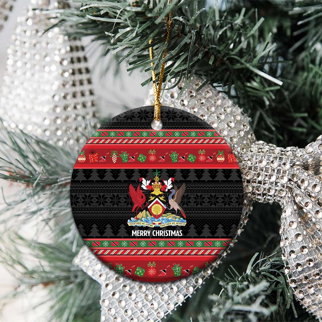 Trinidad And Tobago Christmas Ceramic Ornament Merry Xmas Coat Of Arms - Wonder Print Shop