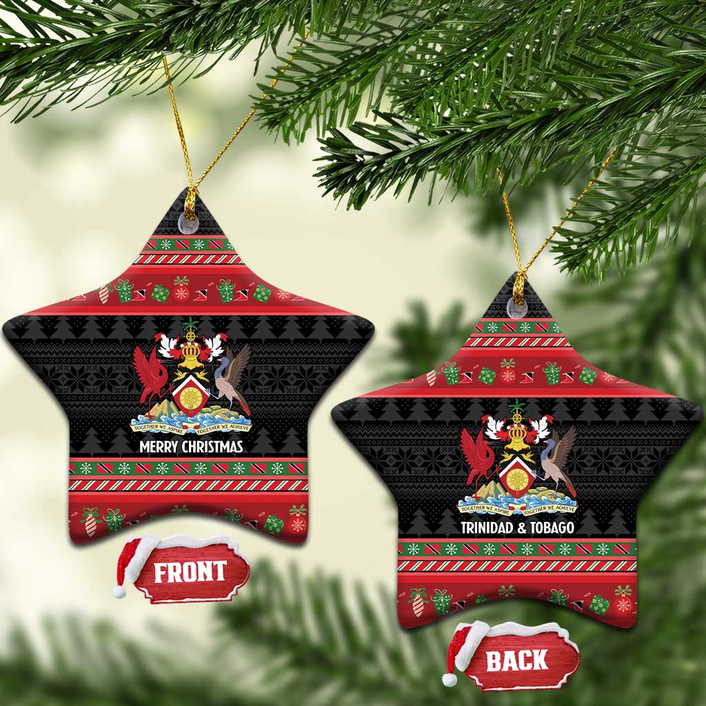 Trinidad And Tobago Christmas Ceramic Ornament Merry Xmas Coat Of Arms - Wonder Print Shop
