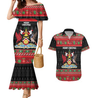 Trinidad And Tobago Christmas Couples Matching Mermaid Dress and Hawaiian Shirt Merry Xmas Coat Of Arms - Wonder Print Shop