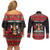 Trinidad And Tobago Christmas Couples Matching Off Shoulder Short Dress and Long Sleeve Button Shirt Merry Xmas Coat Of Arms - Wonder Print Shop
