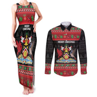 Trinidad And Tobago Christmas Couples Matching Tank Maxi Dress and Long Sleeve Button Shirt Merry Xmas Coat Of Arms - Wonder Print Shop