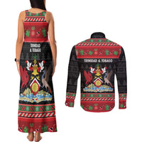 Trinidad And Tobago Christmas Couples Matching Tank Maxi Dress and Long Sleeve Button Shirt Merry Xmas Coat Of Arms - Wonder Print Shop