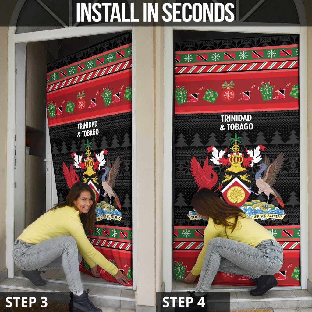 Trinidad And Tobago Christmas Door Cover Merry Xmas Coat Of Arms - Wonder Print Shop