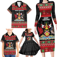 Trinidad And Tobago Christmas Family Matching Long Sleeve Bodycon Dress and Hawaiian Shirt Merry Xmas Coat Of Arms - Wonder Print Shop