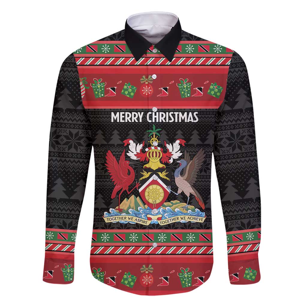 Trinidad And Tobago Christmas Family Matching Long Sleeve Bodycon Dress and Hawaiian Shirt Merry Xmas Coat Of Arms - Wonder Print Shop