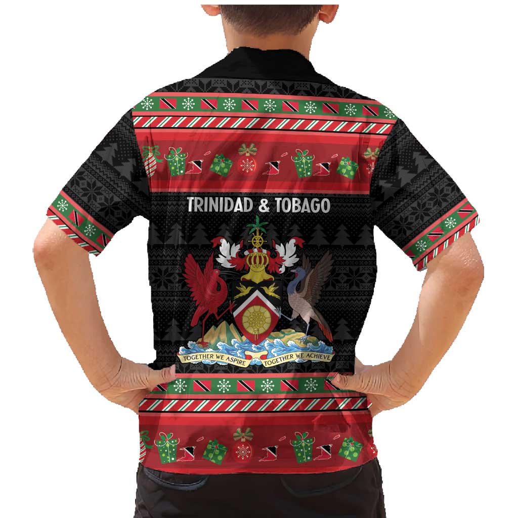 Trinidad And Tobago Christmas Family Matching Mermaid Dress and Hawaiian Shirt Merry Xmas Coat Of Arms - Wonder Print Shop