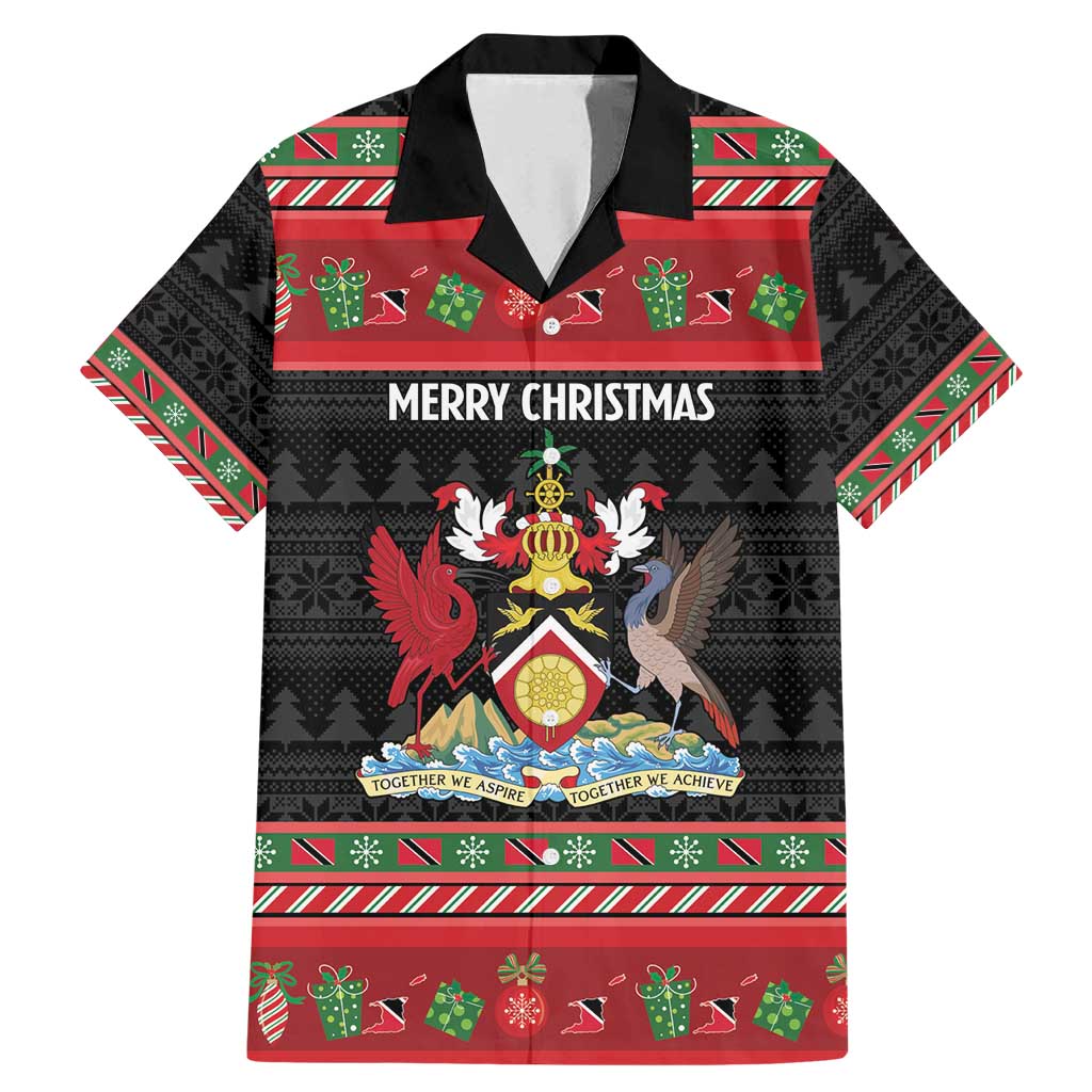 Trinidad And Tobago Christmas Family Matching Mermaid Dress and Hawaiian Shirt Merry Xmas Coat Of Arms - Wonder Print Shop