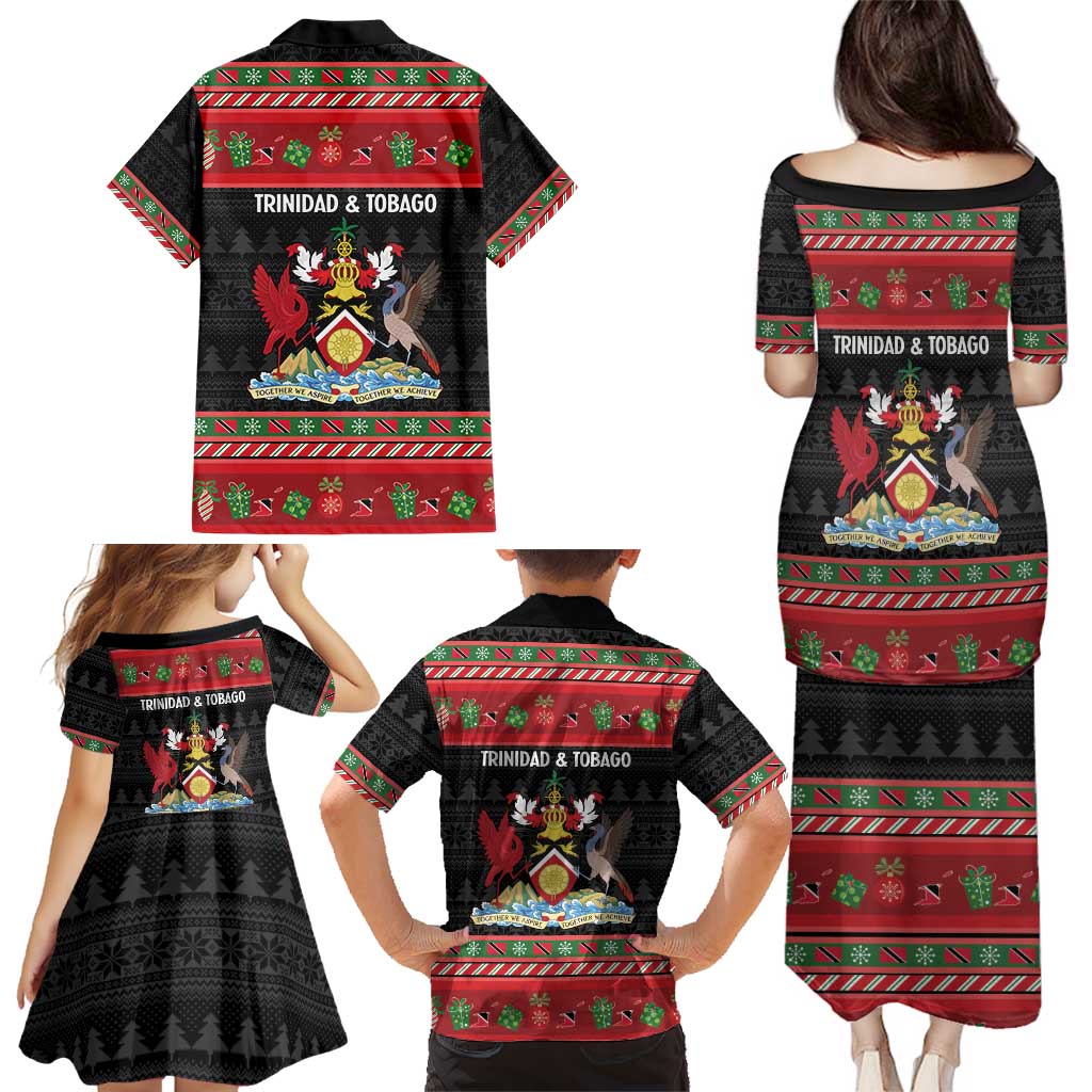 Trinidad And Tobago Christmas Family Matching Puletasi and Hawaiian Shirt Merry Xmas Coat Of Arms - Wonder Print Shop