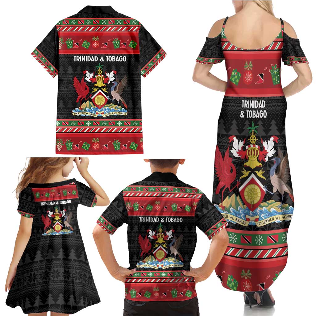 Trinidad And Tobago Christmas Family Matching Summer Maxi Dress and Hawaiian Shirt Merry Xmas Coat Of Arms - Wonder Print Shop
