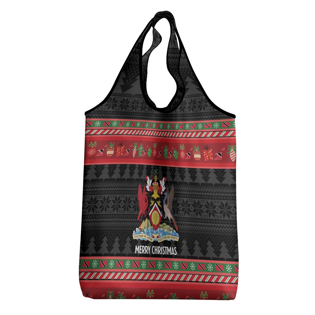 Trinidad And Tobago Christmas Grocery Bag Merry Xmas Coat Of Arms - Wonder Print Shop