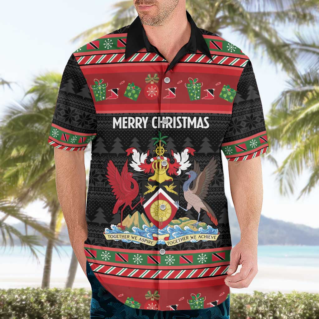 Trinidad And Tobago Christmas Hawaiian Shirt Merry Xmas Coat Of Arms - Wonder Print Shop