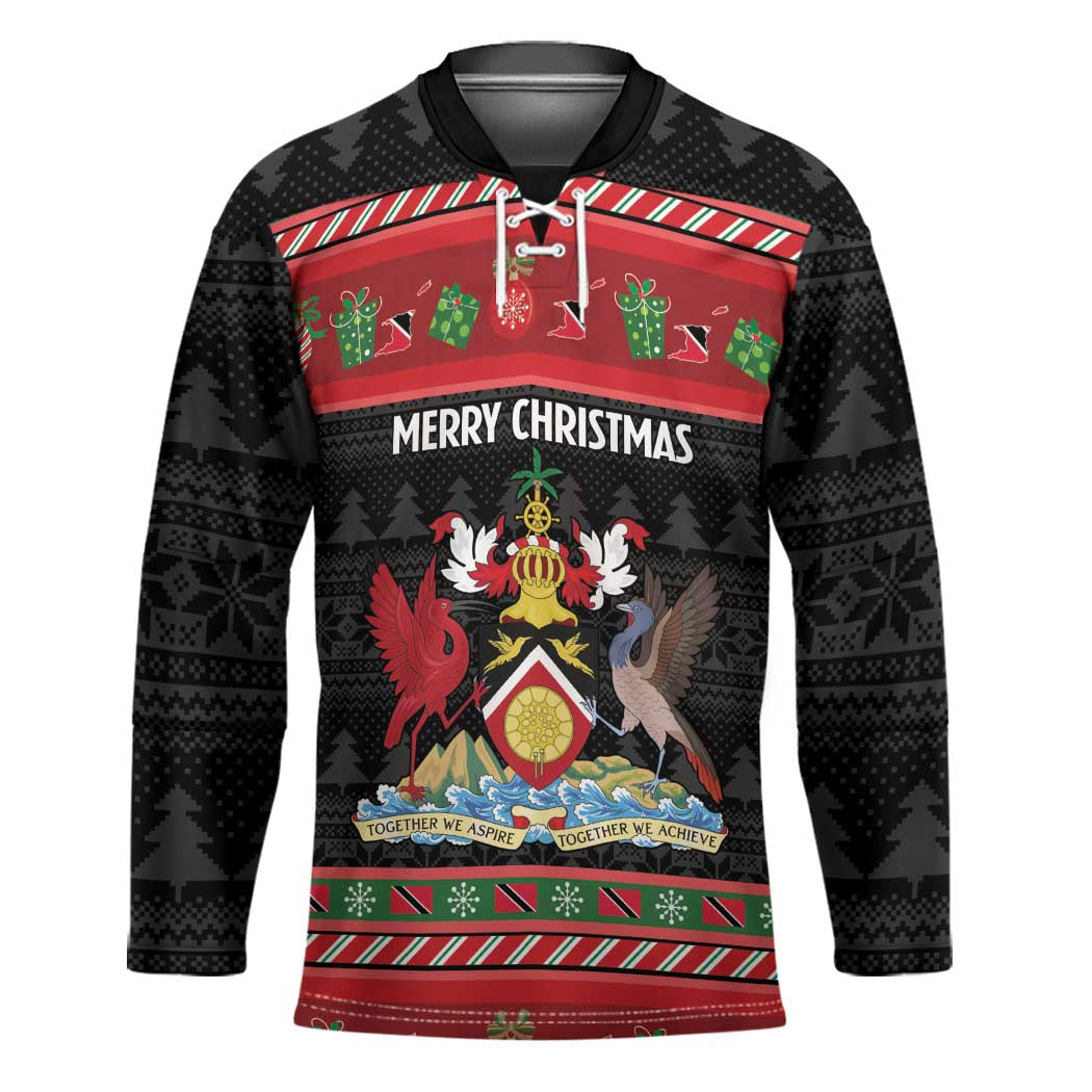 Trinidad And Tobago Christmas Hockey Jersey Merry Xmas Coat Of Arms - Wonder Print Shop