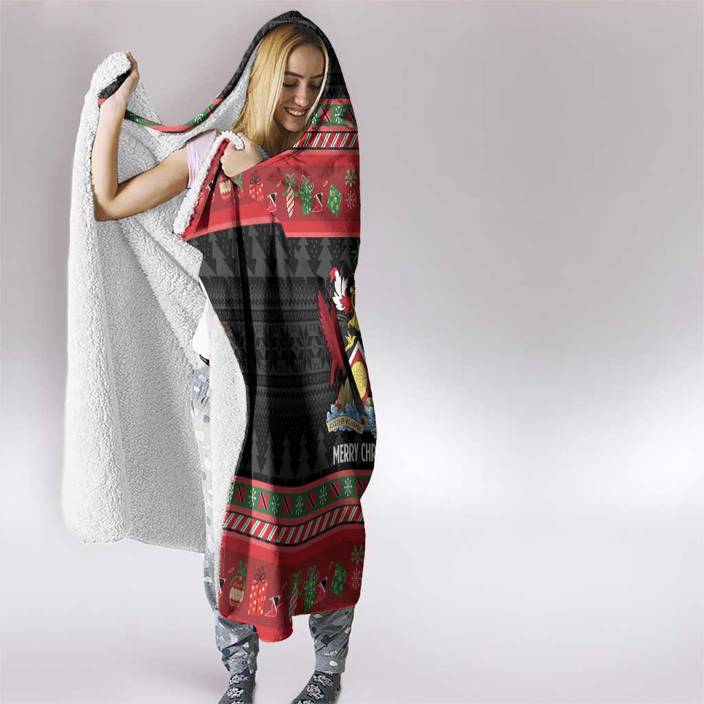 Trinidad And Tobago Christmas Hooded Blanket Merry Xmas Coat Of Arms - Wonder Print Shop
