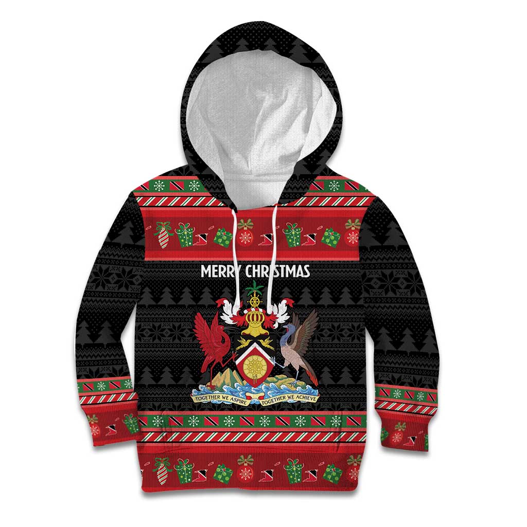 Trinidad And Tobago Christmas Kid Hoodie Merry Xmas Coat Of Arms - Wonder Print Shop