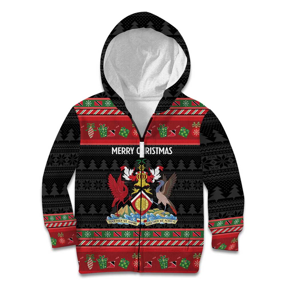 Trinidad And Tobago Christmas Kid Hoodie Merry Xmas Coat Of Arms - Wonder Print Shop
