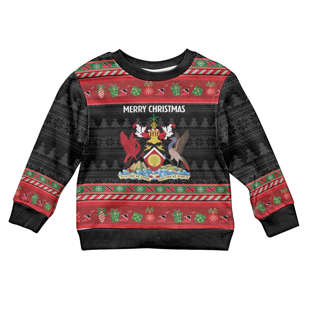 Trinidad And Tobago Christmas Kid Ugly Christmas Sweater Merry Xmas Coat Of Arms - Wonder Print Shop