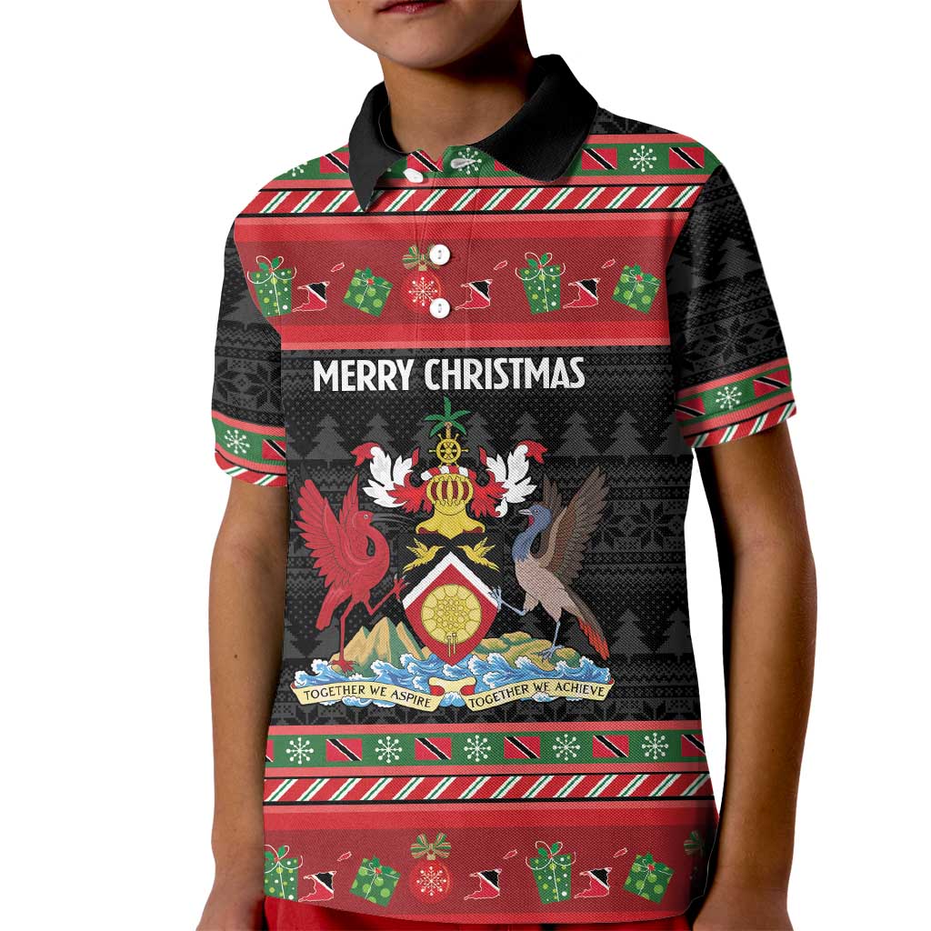 Trinidad And Tobago Christmas Kid Polo Shirt Merry Xmas Coat Of Arms - Wonder Print Shop