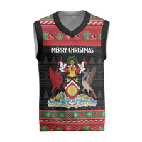 Trinidad And Tobago Christmas Knitted V-Neck Vest Merry Xmas Coat Of Arms - Wonder Print Shop