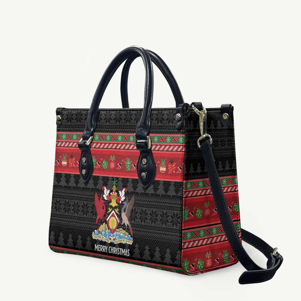 Trinidad And Tobago Christmas Leather Bag Merry Xmas Coat Of Arms - Wonder Print Shop