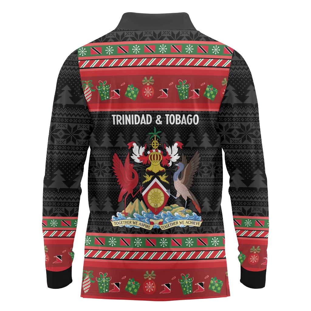 Trinidad And Tobago Christmas Long Sleeve Polo Shirt Merry Xmas Coat Of Arms - Wonder Print Shop