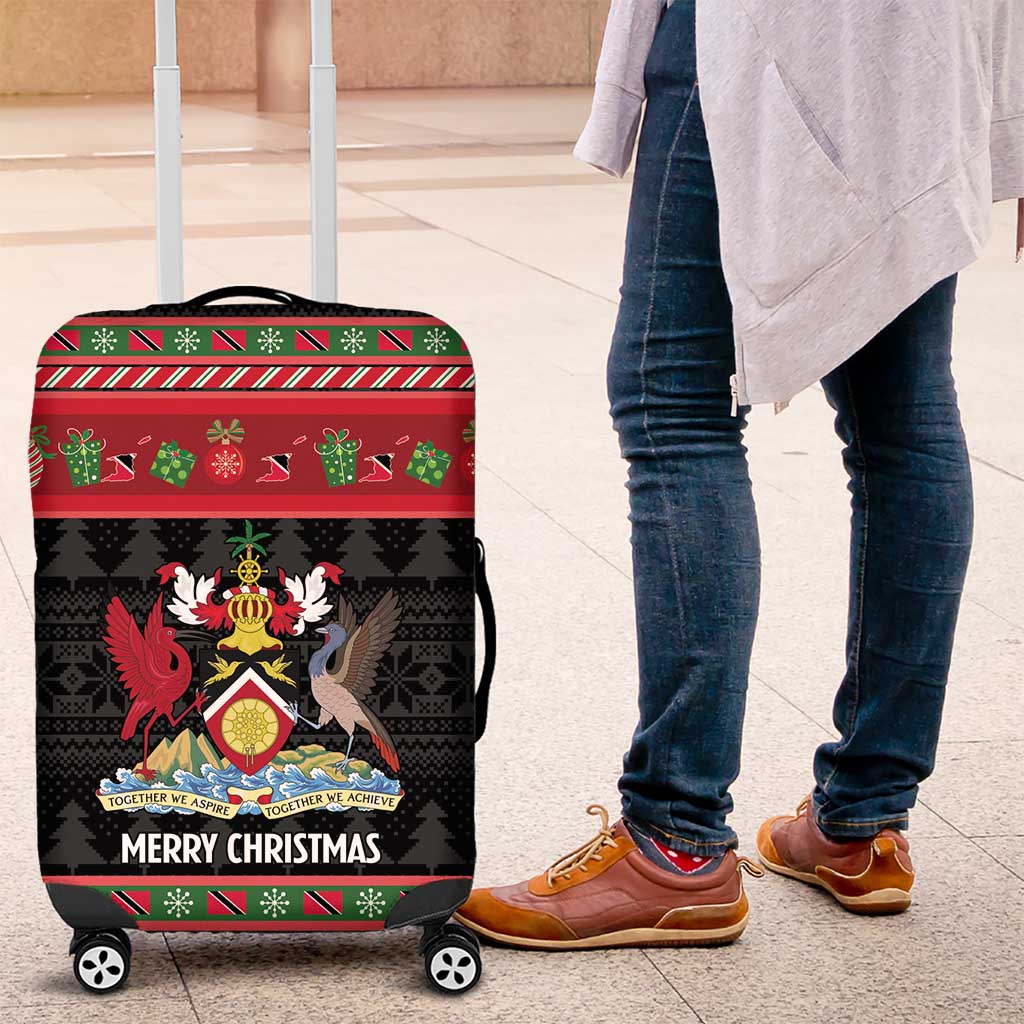 Trinidad And Tobago Christmas Luggage Cover Merry Xmas Coat Of Arms - Wonder Print Shop