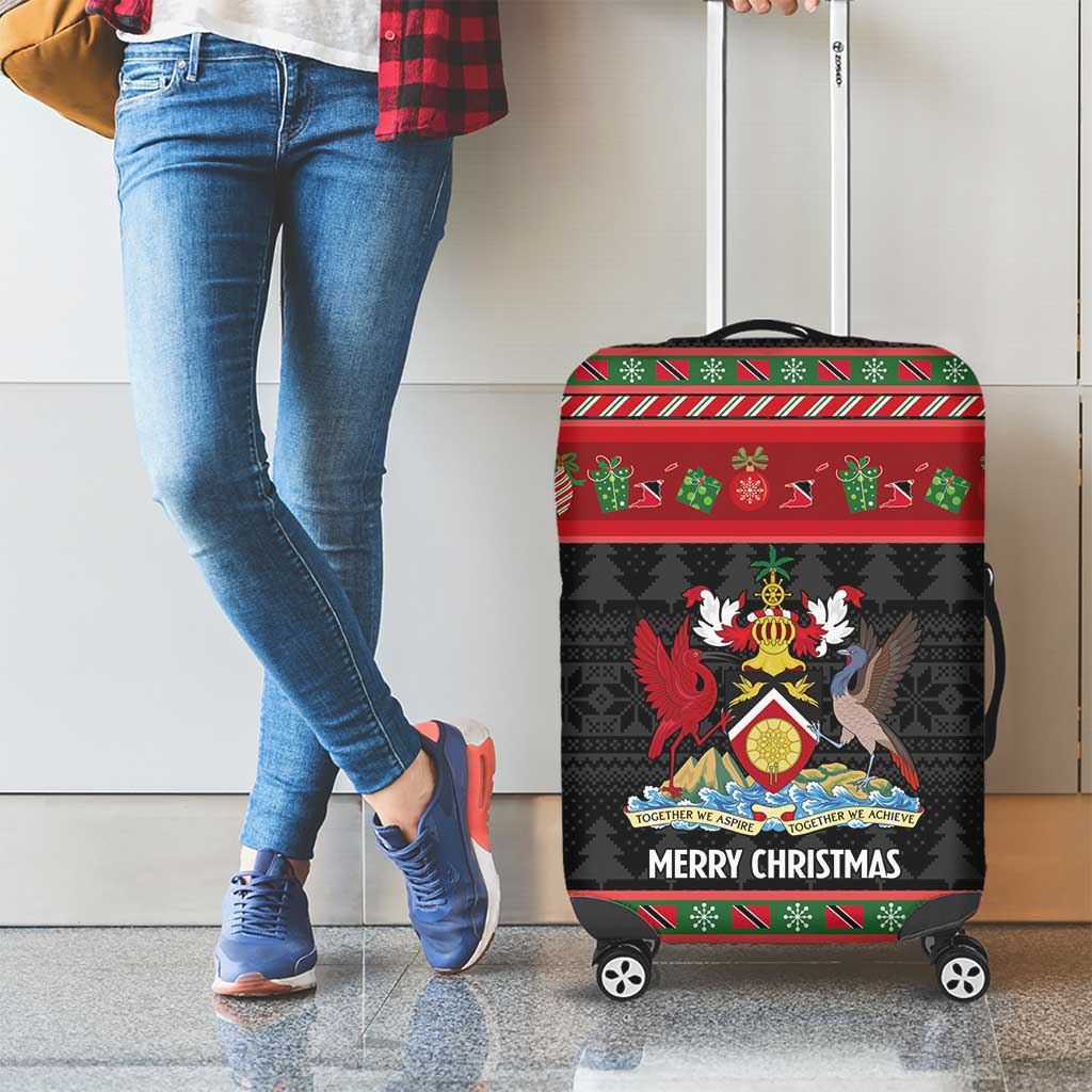 Trinidad And Tobago Christmas Luggage Cover Merry Xmas Coat Of Arms - Wonder Print Shop
