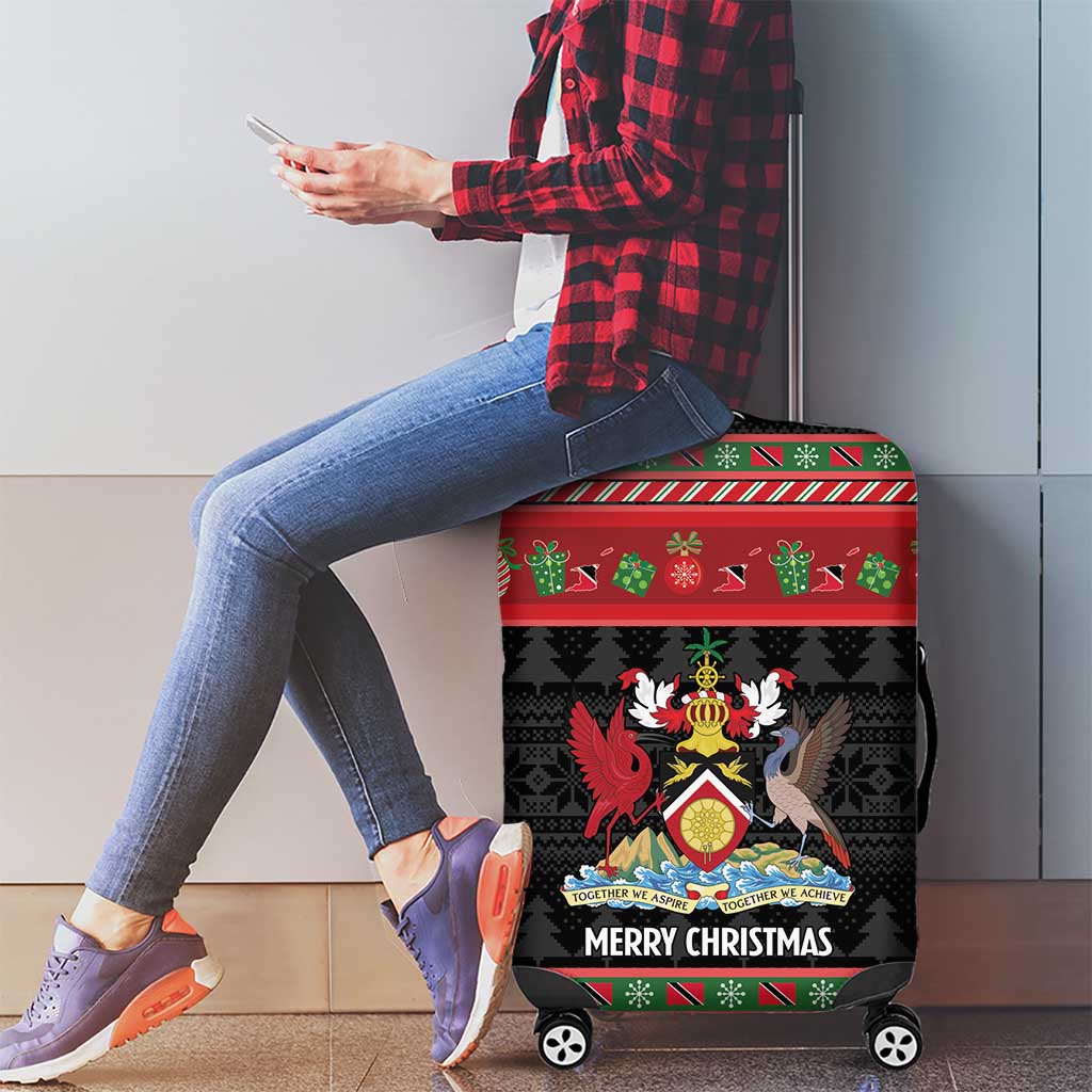 Trinidad And Tobago Christmas Luggage Cover Merry Xmas Coat Of Arms - Wonder Print Shop