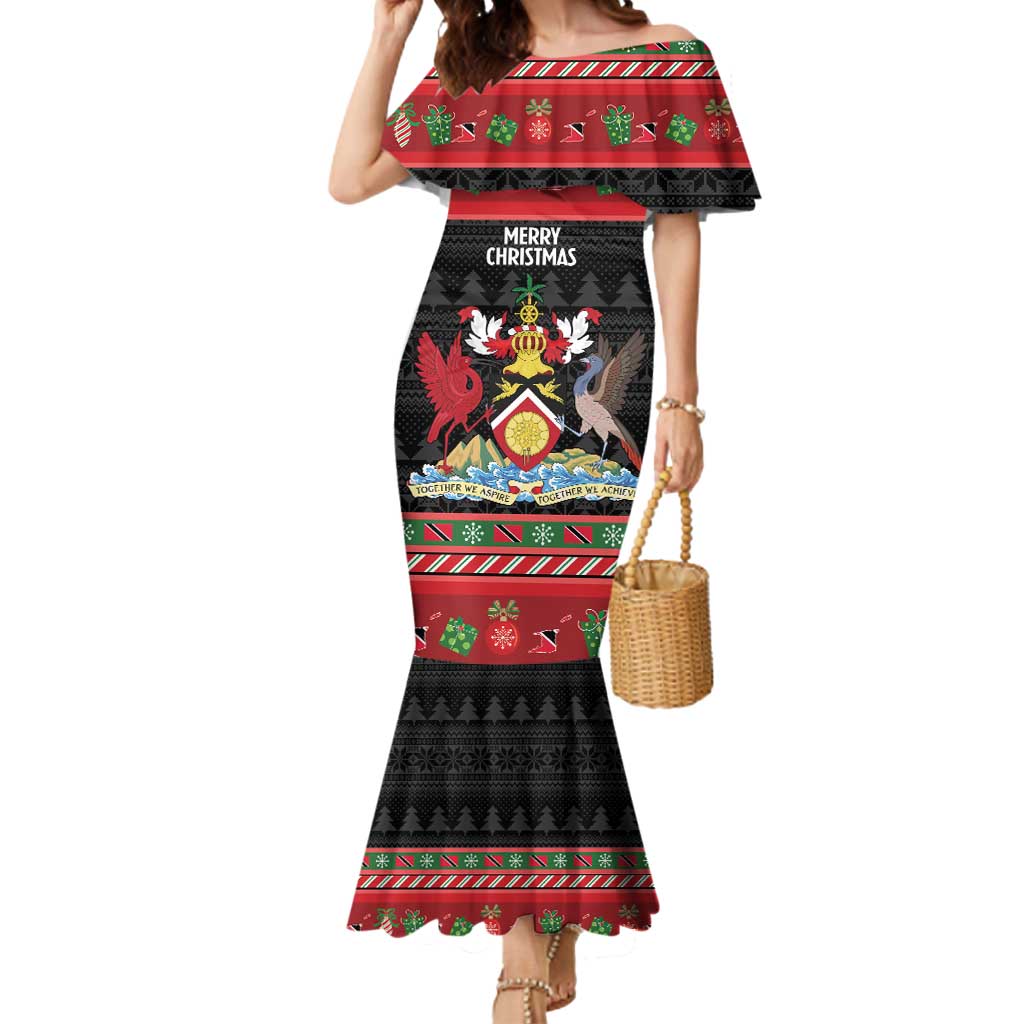 Trinidad And Tobago Christmas Mermaid Dress Merry Xmas Coat Of Arms - Wonder Print Shop