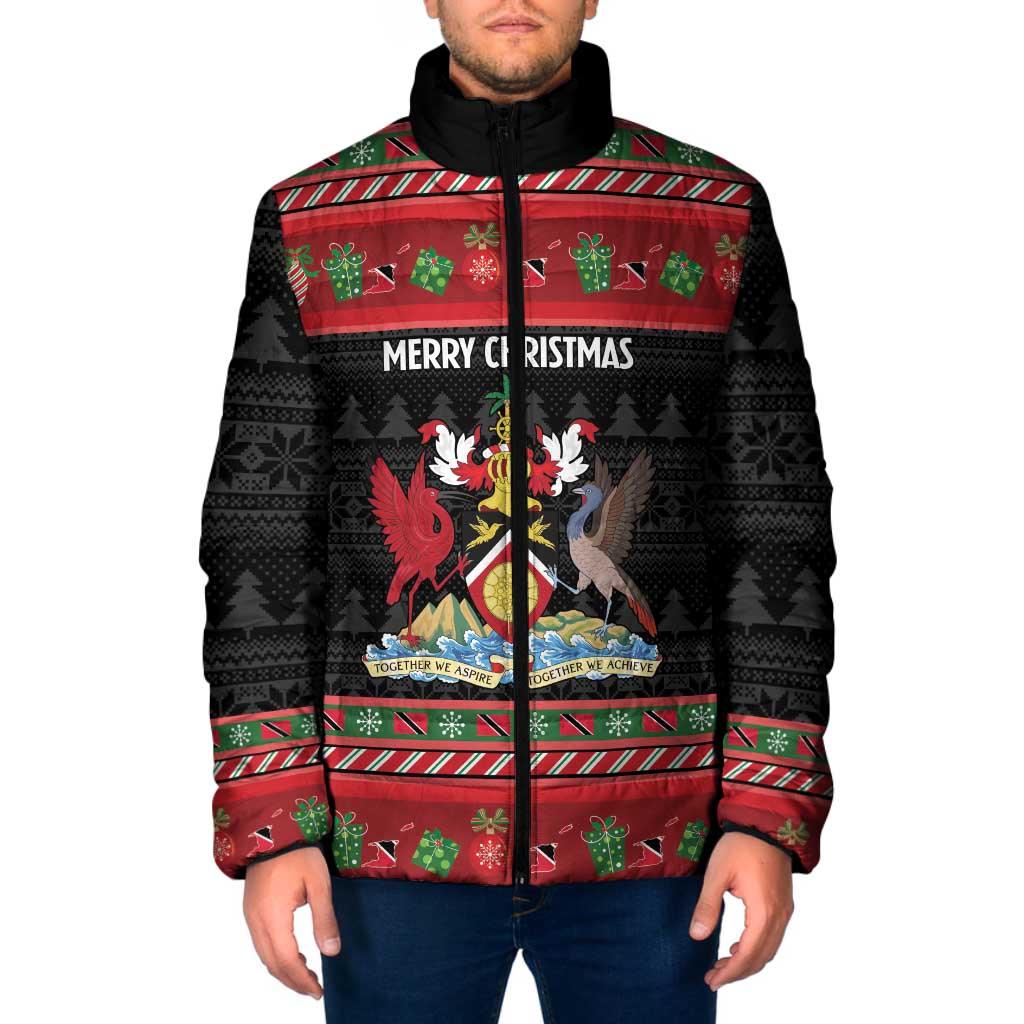 Trinidad And Tobago Christmas Padded Jacket Merry Xmas Coat Of Arms - Wonder Print Shop