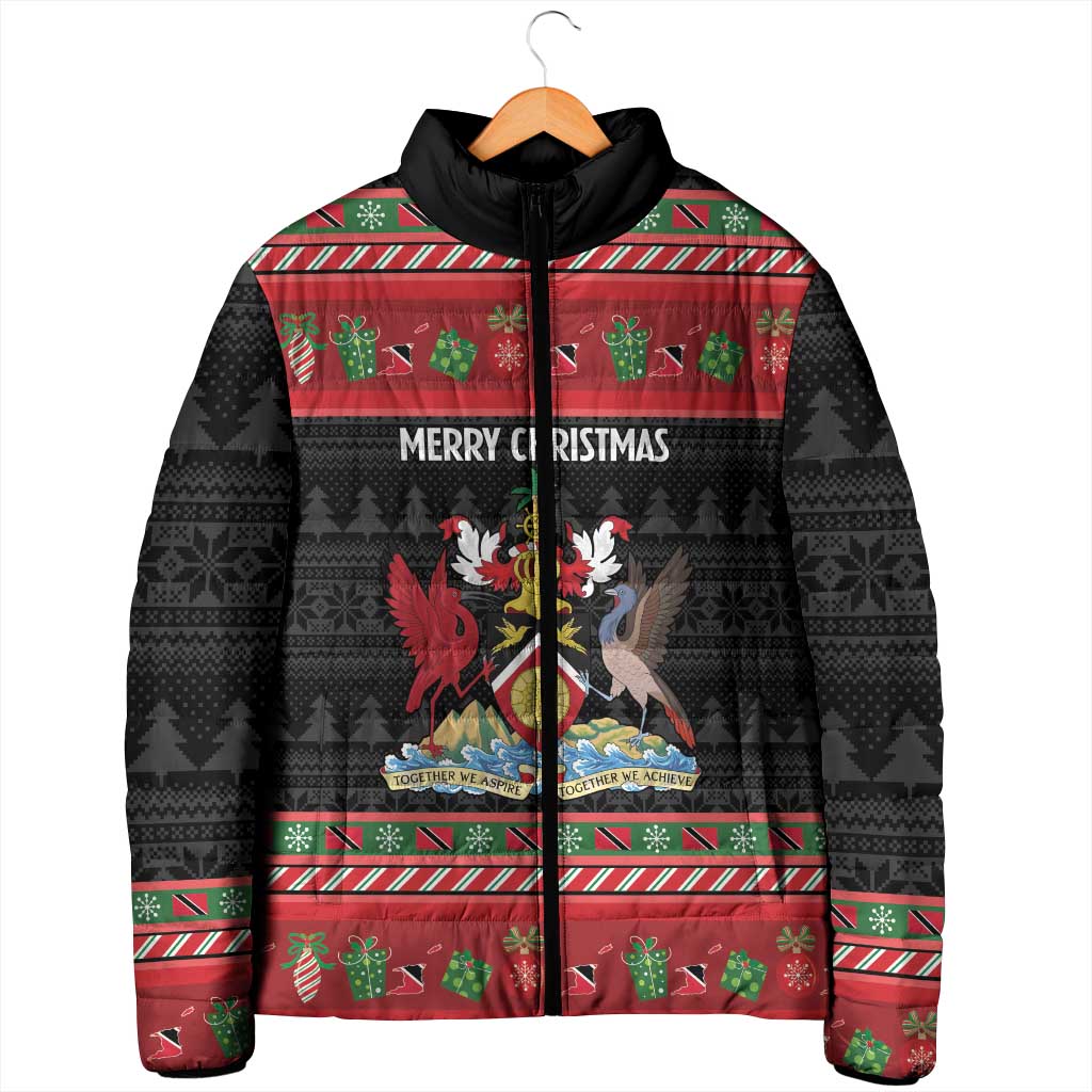 Trinidad And Tobago Christmas Padded Jacket Merry Xmas Coat Of Arms - Wonder Print Shop